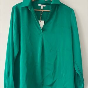 Skies Are Blue Vibrant Green Blouse